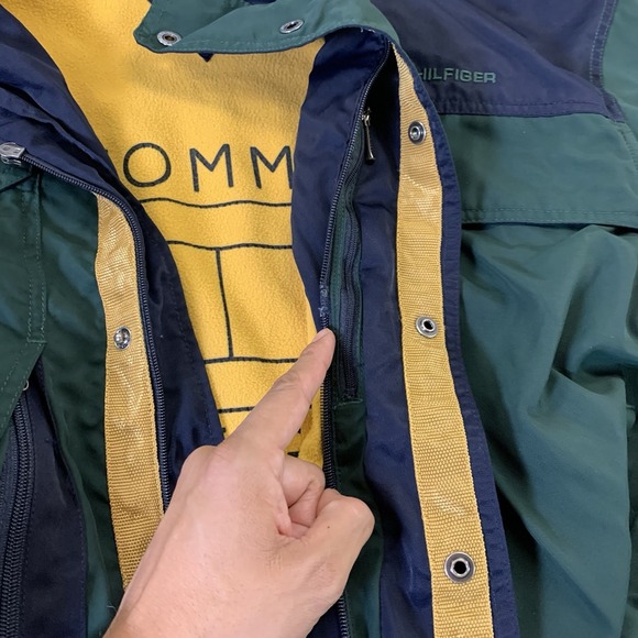 Tommy Hilfiger Jacket Mens XL Fleece Lined Hooded Snap Zip Cargo Pockets FLAWS - Picture 5 of 14